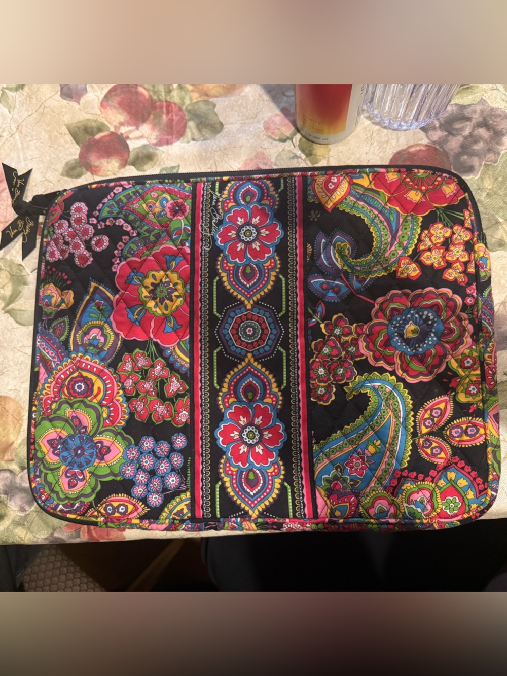 Vera Bradley 15 inch Floral Paisley Quilted Tablet Sleeve - Black Multicolor